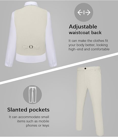 Men's 3 Piece Linen Suits Casual Lightweight Blazer Jackets Vest Pants Set for Wedding Business Prom Suit