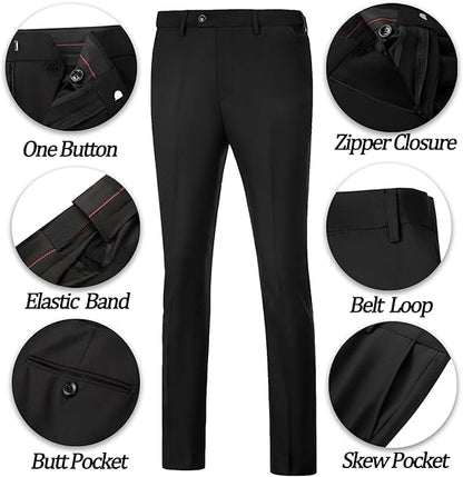 Mens Suit Slim Fit 3 Piece Double Breasted Suit Men Formal Tuxedo Set Casual Wedding Prom Groom Suits