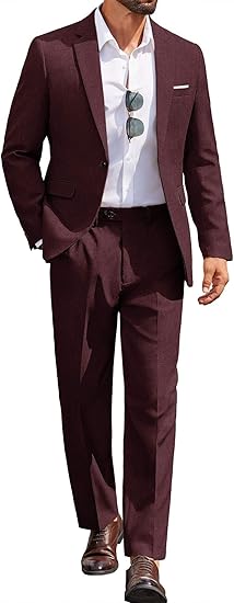Men Suits Classic Fit 2 Piece Suit Set One Button Casual Blazer Wedding Bussiness Suit Separates