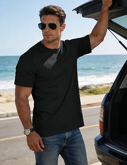 Mens T-Shirts Short Sleeve UPF 80+ Sun Protection Lightweight Moisture Wicking Casual Crew Neck Basic Tees