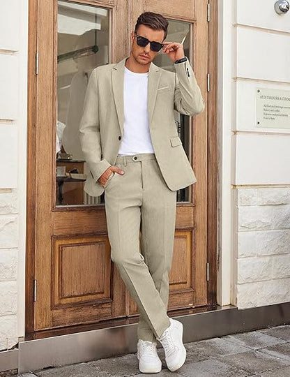 Men Suits Classic Fit 2 Piece Suit Set One Button Casual Blazer Wedding Bussiness Suit Separates