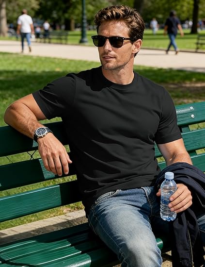 Mens T-Shirts Short Sleeve UPF 80+ Sun Protection Lightweight Moisture Wicking Casual Crew Neck Basic Tees